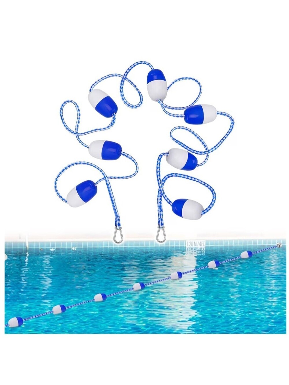 16ft -20ft Adjustable Pool Safety Rope with Floats, Floating Pool Divider- Sturd